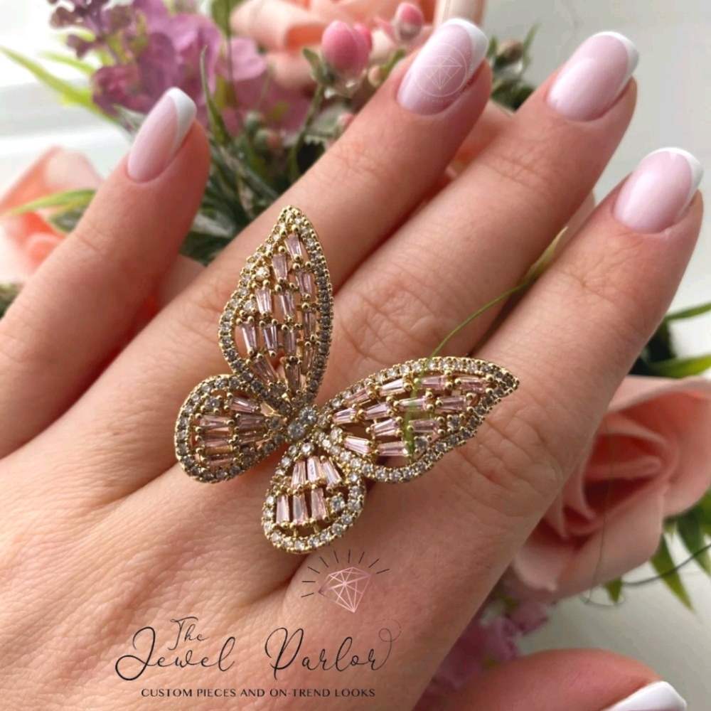 Mariah Butterfly Baguette Ring